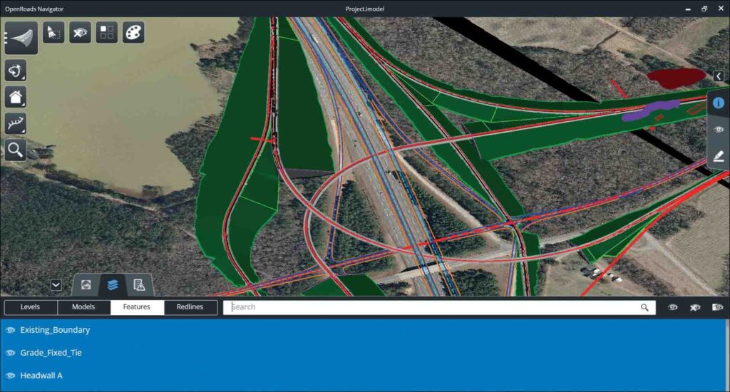 OpenRoads Navigator, project visibility